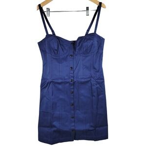J. Crew Navy Blue Button Front Corset Style Mini‎ Dress Size 12